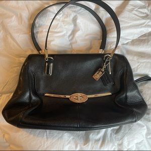 Black Genuine Leather Coach Handbag Shoulder Bag Purse